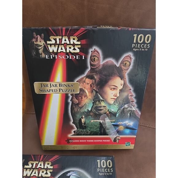 Vintage Star Wars Jar Jar Binks & R2-D2 Shaped 100 Piece Puzzles 14 1/2x 18 3/16 - Picture 3 of 5